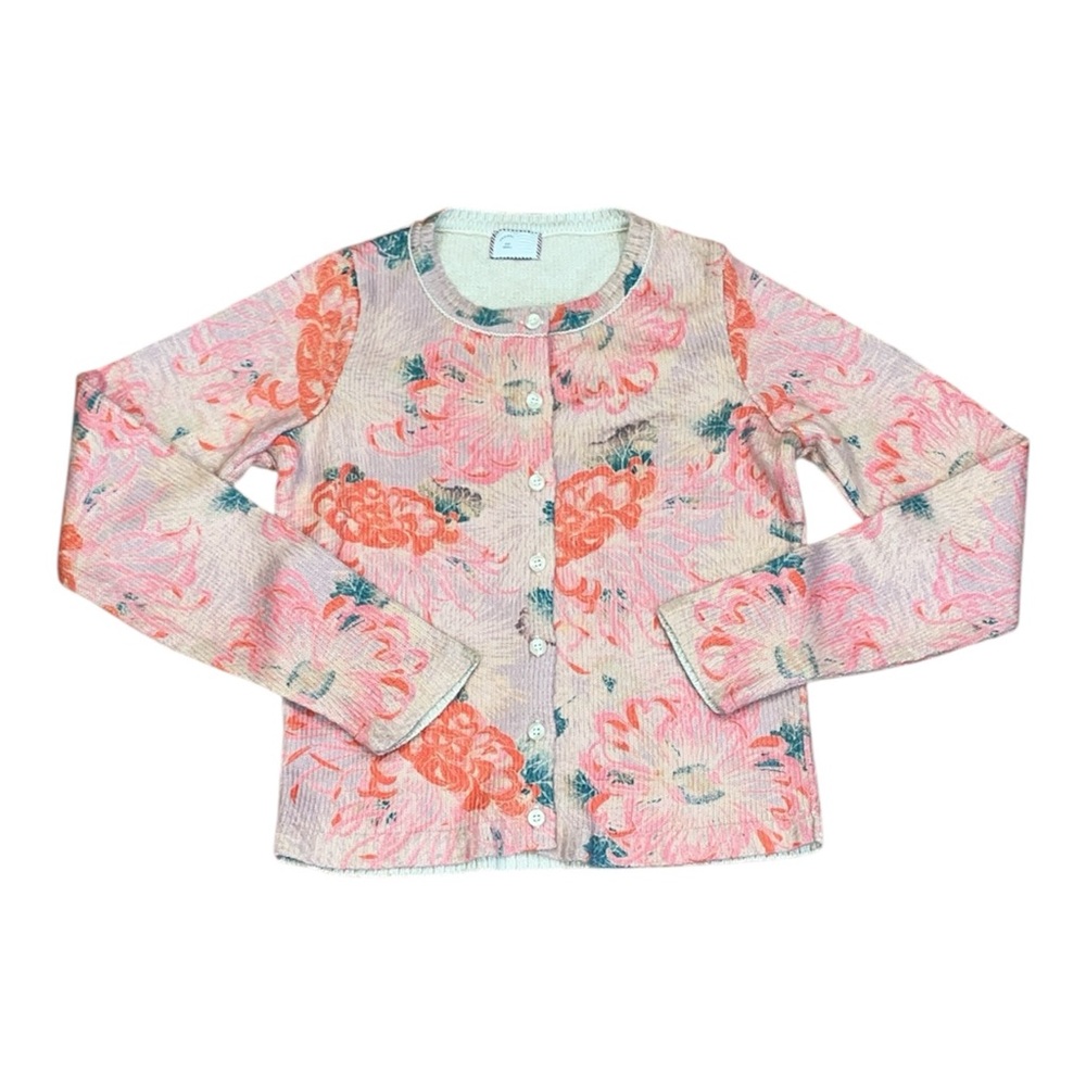 Anthropologie postage stamp floral cardigan
